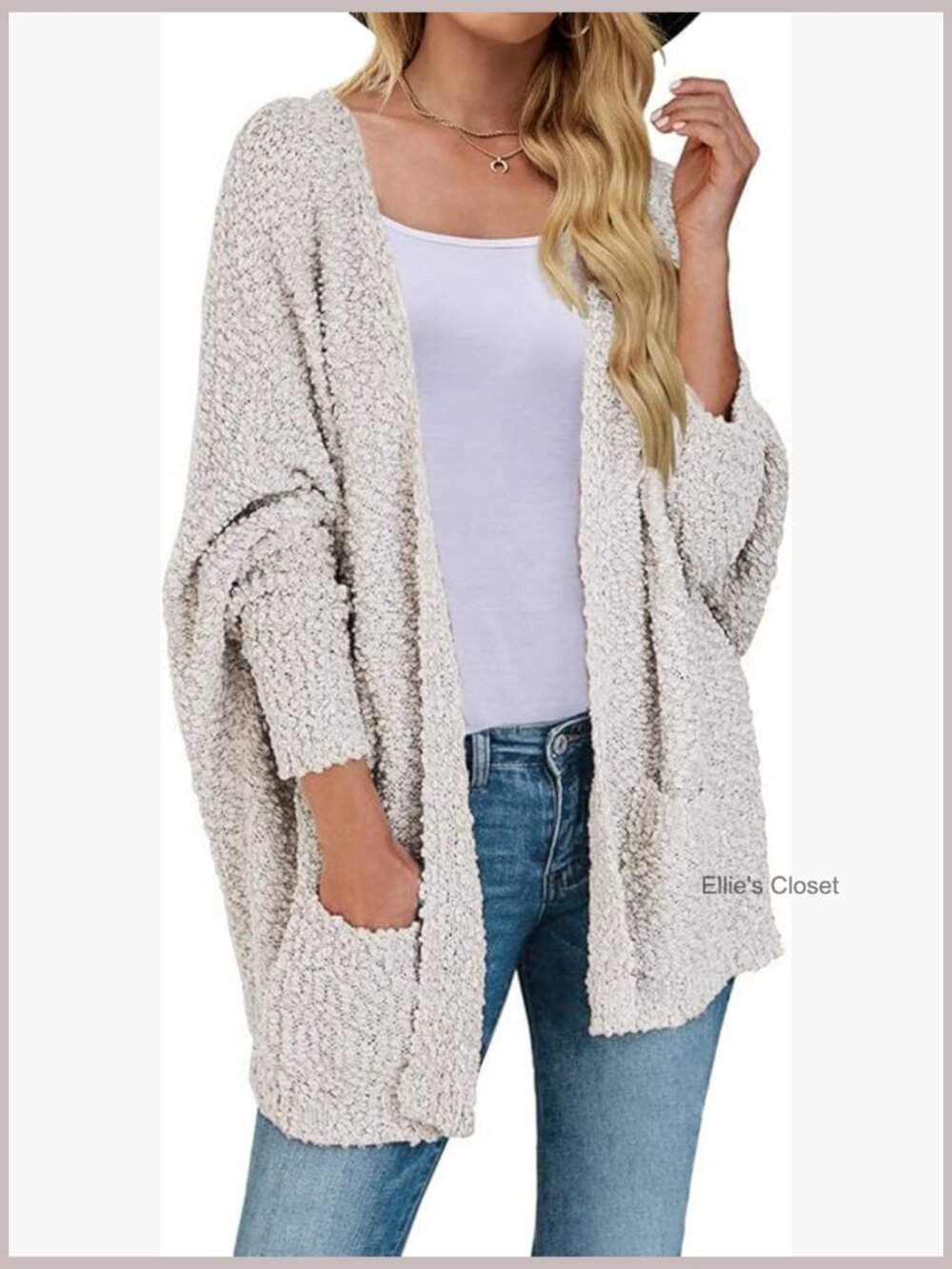 Fuzzy Popcorn Batwing Sleeve Cardigan Knit Oversized Sherpa Sweater Coat